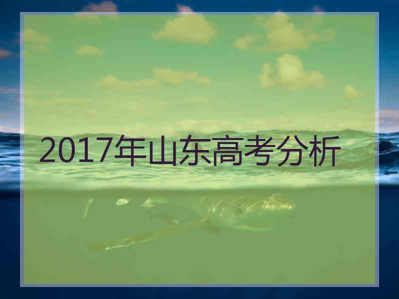 2017年山东高考分析