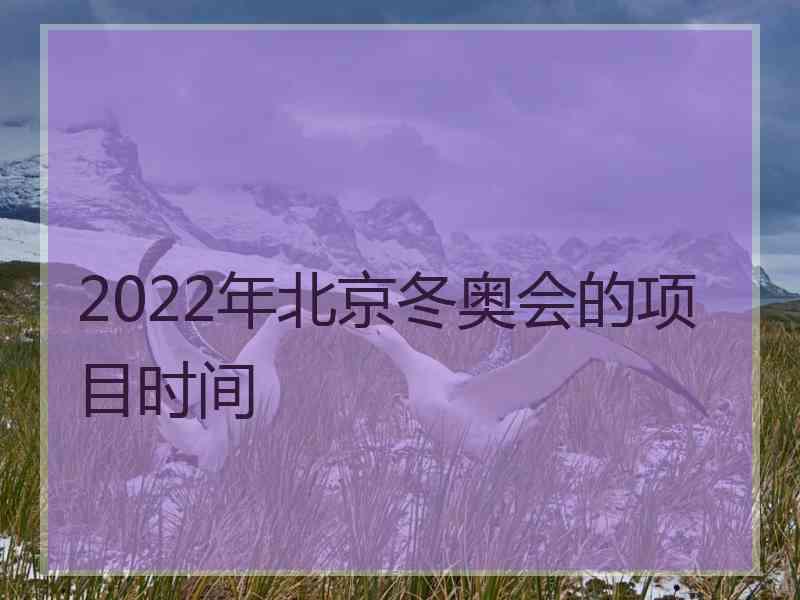 2022年北京冬奥会的项目时间