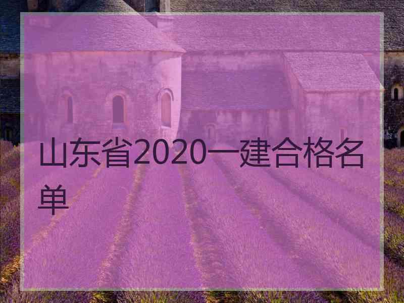 山东省2020一建合格名单