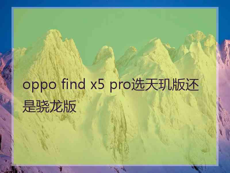 oppo find x5 pro选天玑版还是骁龙版