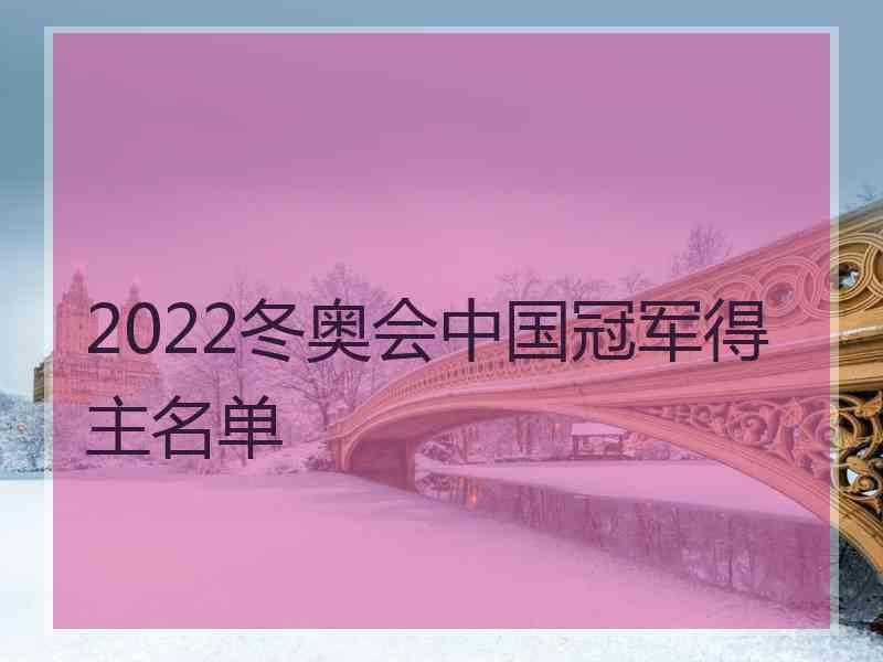 2022冬奥会中国冠军得主名单