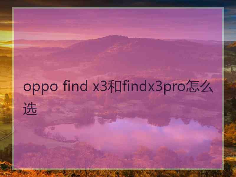 oppo find x3和findx3pro怎么选