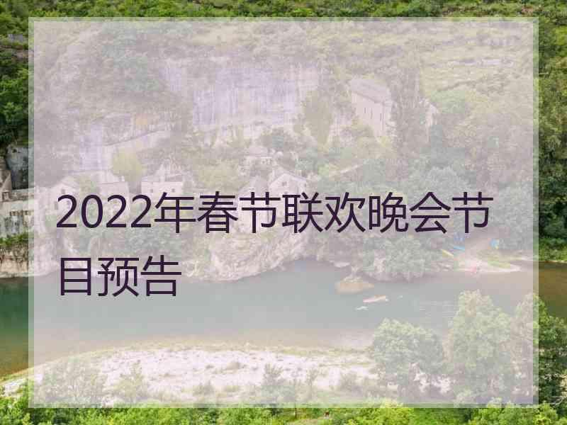 2022年春节联欢晚会节目预告