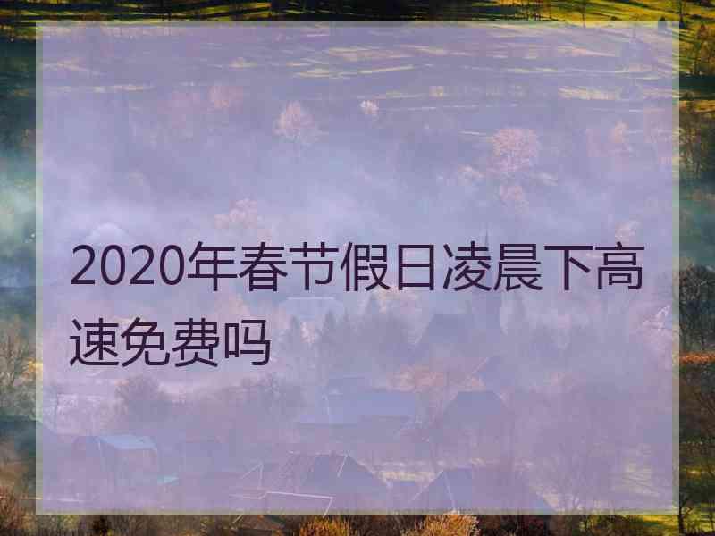 2020年春节假日凌晨下高速免费吗