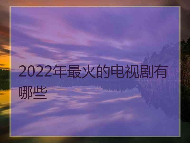 2022年最火的电视剧有哪些