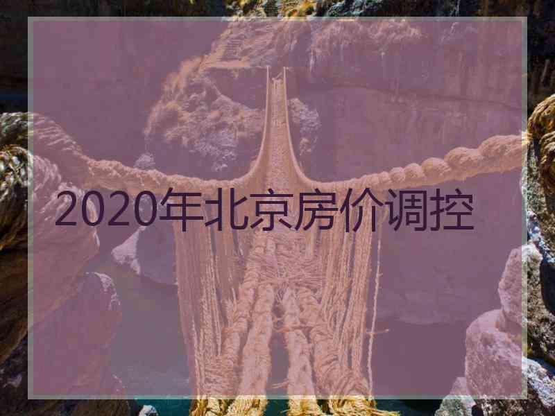 2020年北京房价调控