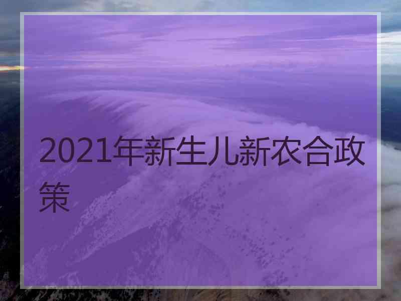 2021年新生儿新农合政策