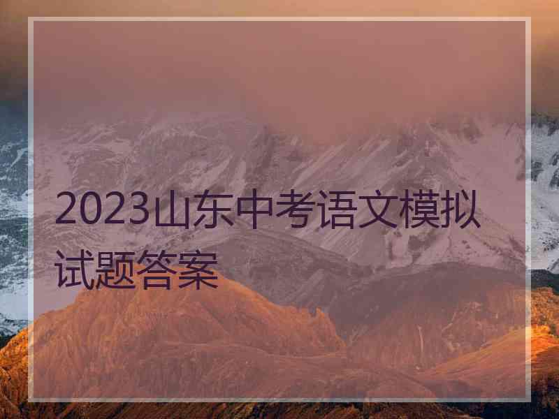 2023山东中考语文模拟试题答案