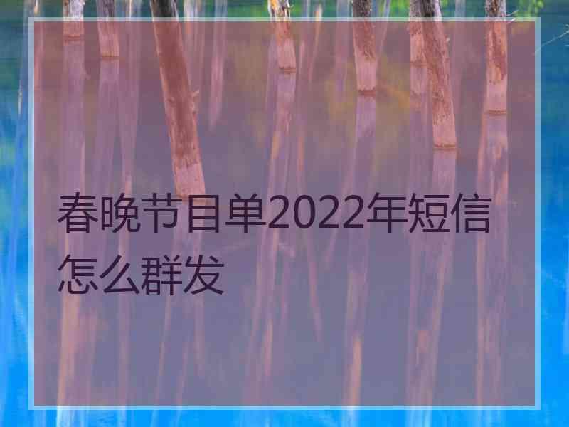 春晚节目单2022年短信怎么群发