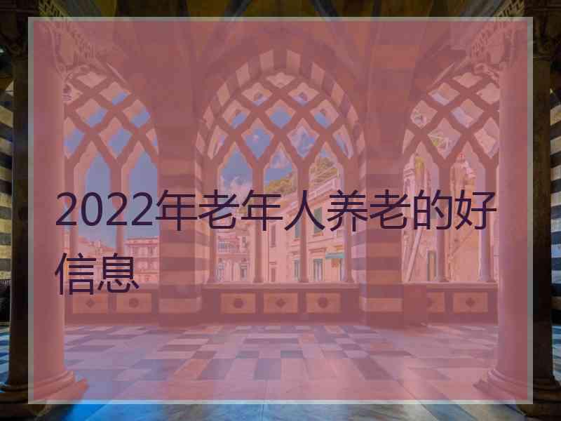 2022年老年人养老的好信息