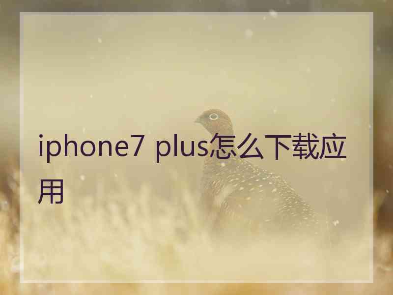 iphone7 plus怎么下载应用