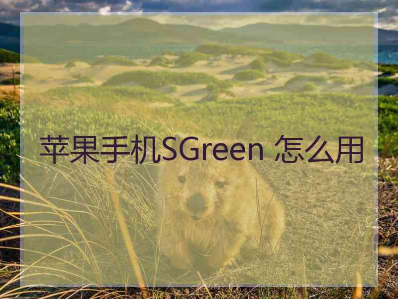 苹果手机SGreen 怎么用