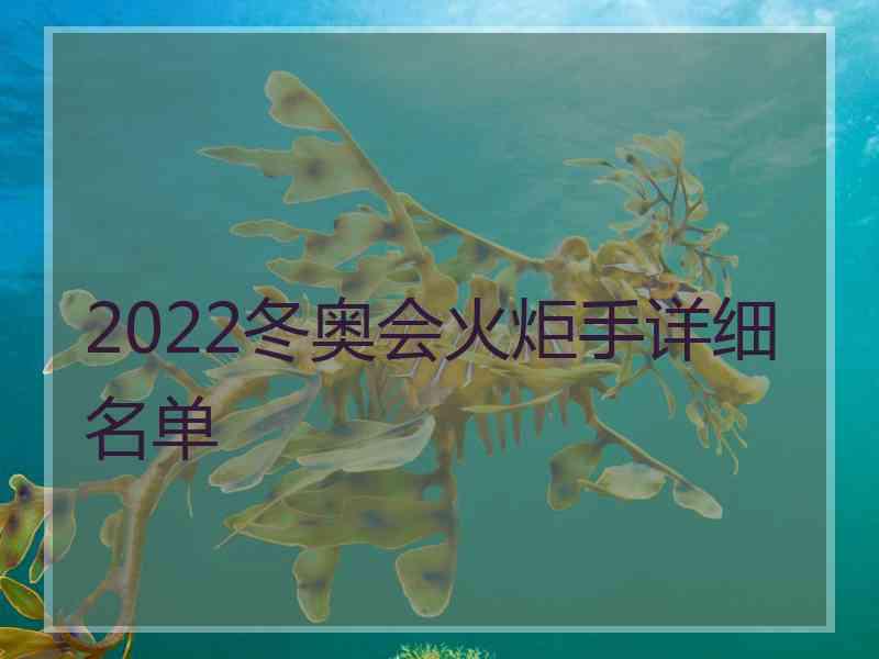 2022冬奥会火炬手详细名单