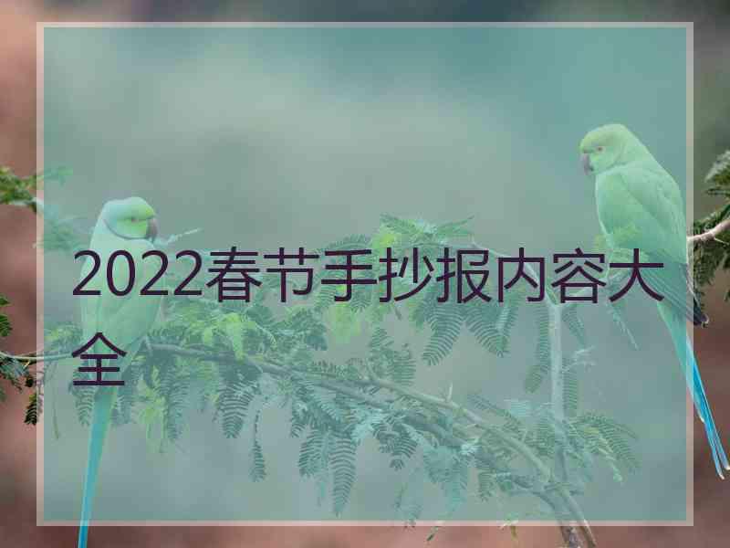 2022春节手抄报内容大全