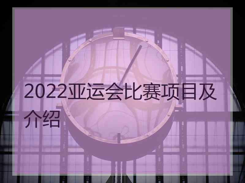 2022亚运会比赛项目及介绍