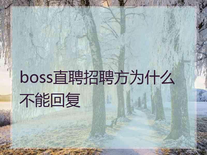 boss直聘招聘方为什么不能回复