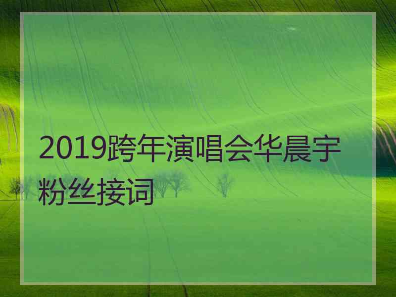 2019跨年演唱会华晨宇粉丝接词