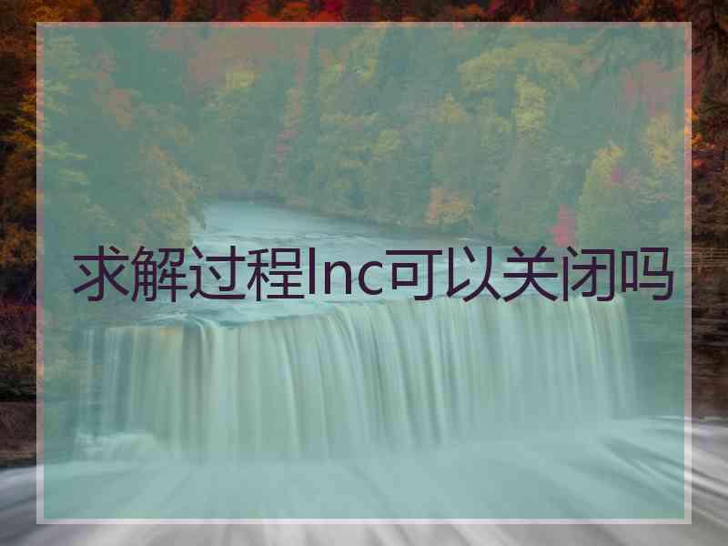 求解过程lnc可以关闭吗