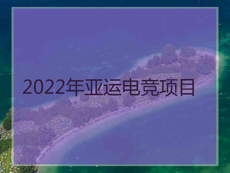 2022年亚运电竞项目