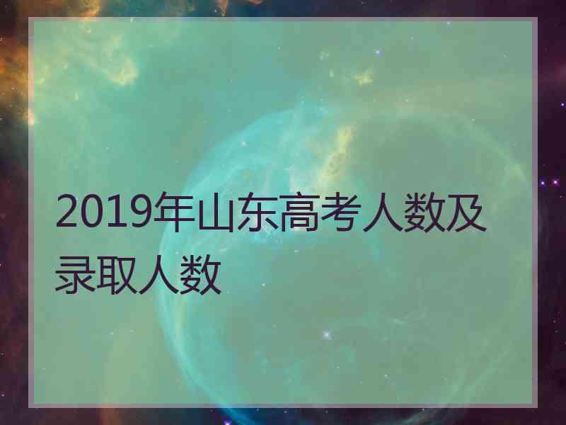 2019年山东高考人数及录取人数