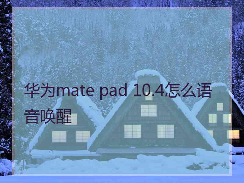 华为mate pad 10.4怎么语音唤醒