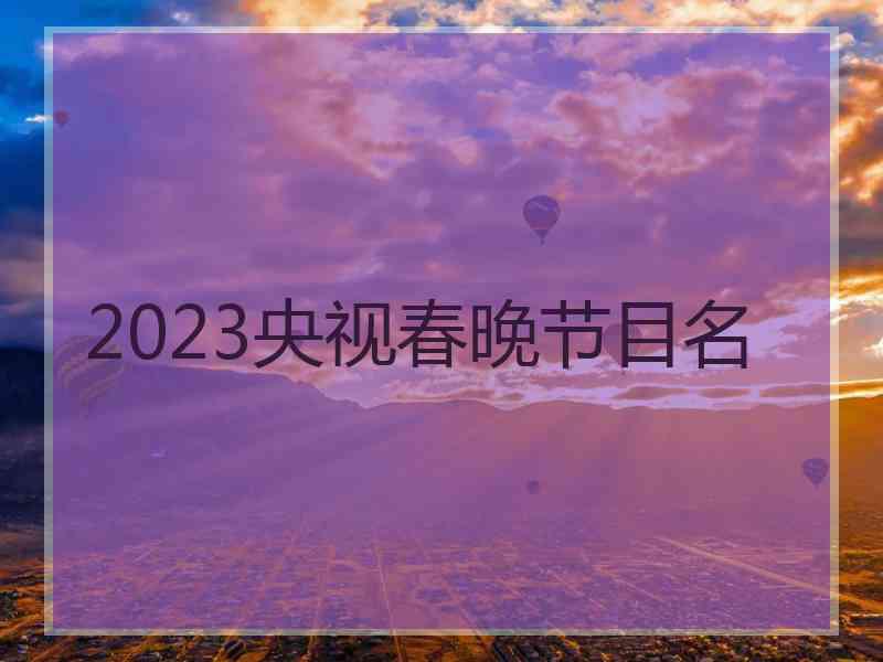 2023央视春晚节目名