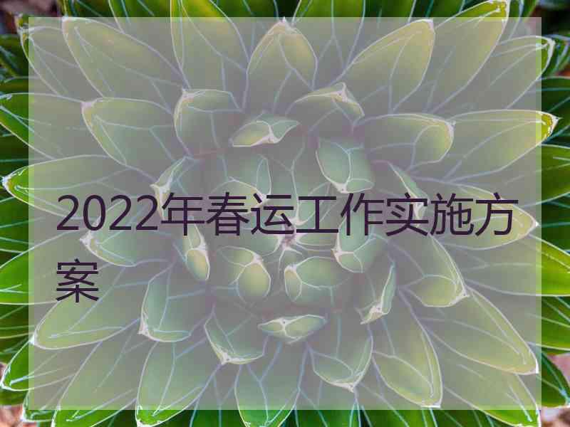 2022年春运工作实施方案