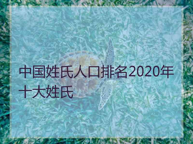 中国姓氏人口排名2020年十大姓氏