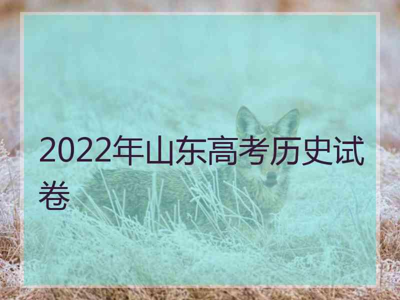 2022年山东高考历史试卷