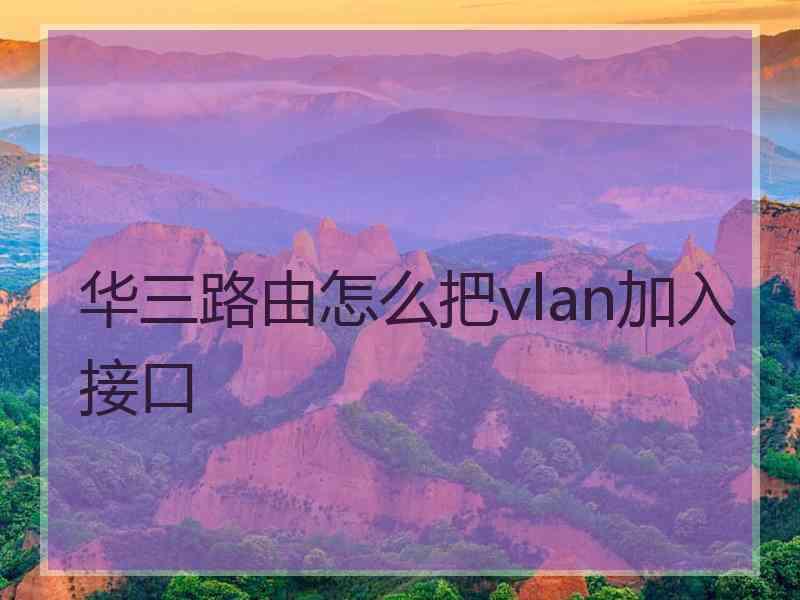 华三路由怎么把vlan加入接口