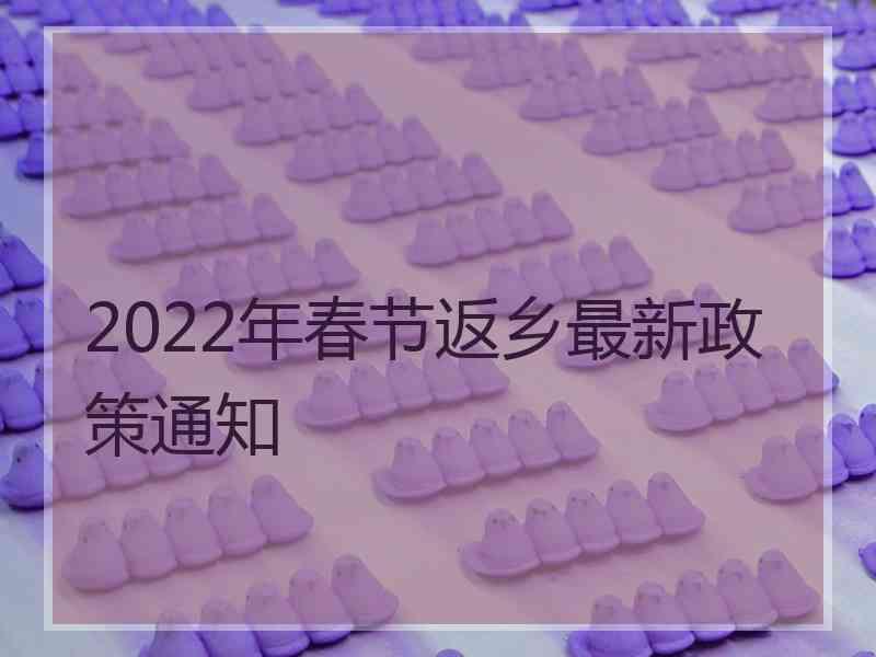 2022年春节返乡最新政策通知