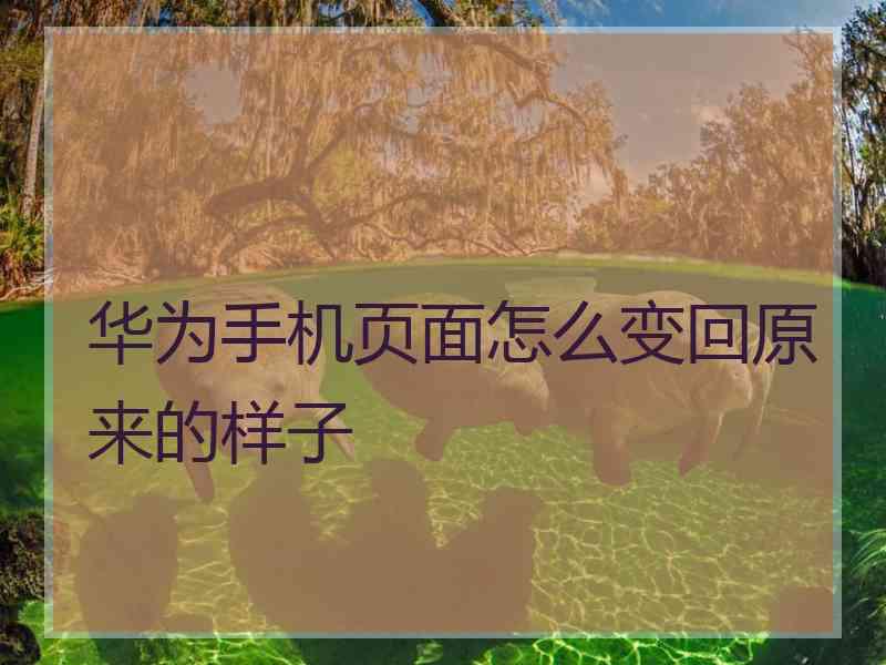 华为手机页面怎么变回原来的样子