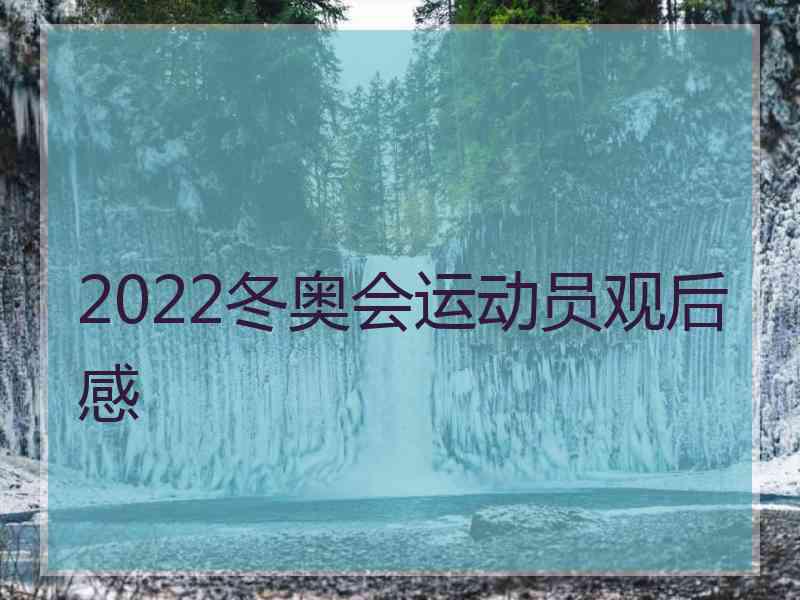 2022冬奥会运动员观后感