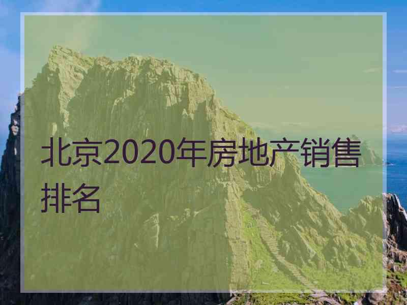 北京2020年房地产销售排名