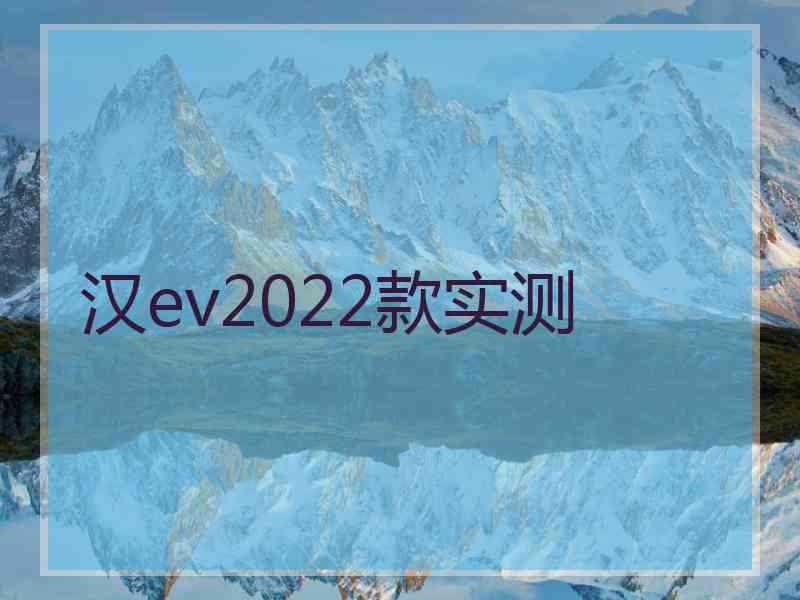 汉ev2022款实测