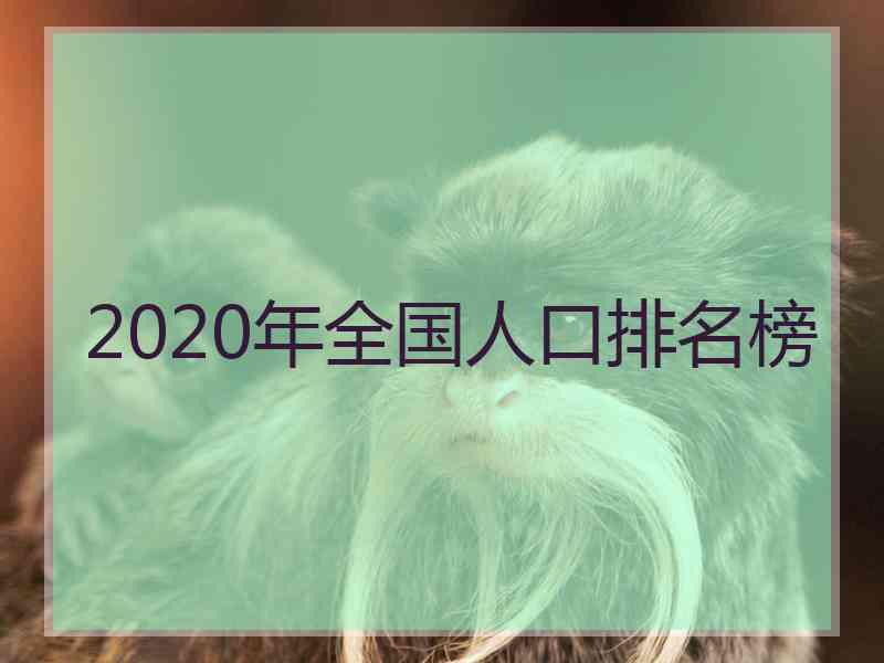 2020年全国人口排名榜