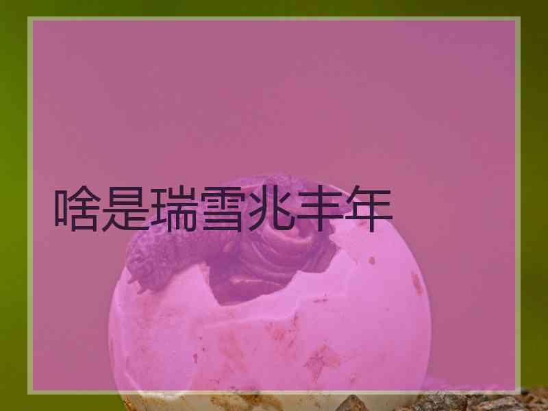 啥是瑞雪兆丰年