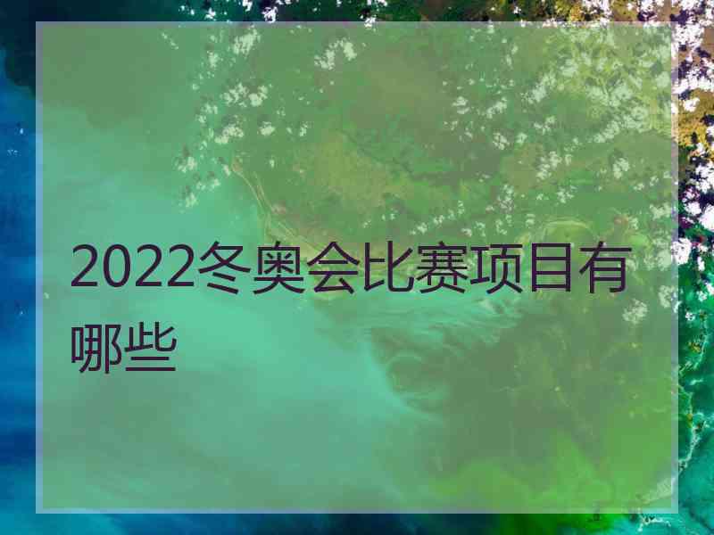 2022冬奥会比赛项目有哪些