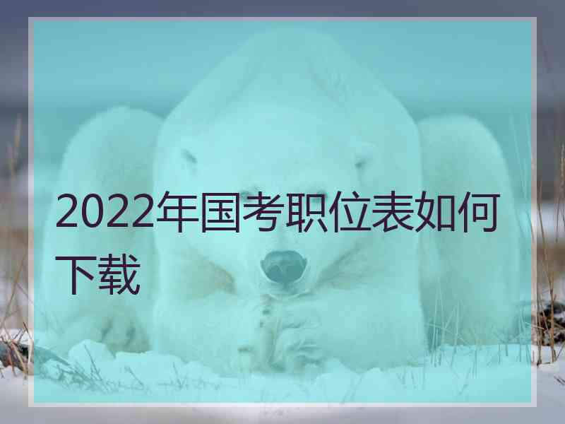 2022年国考职位表如何下载