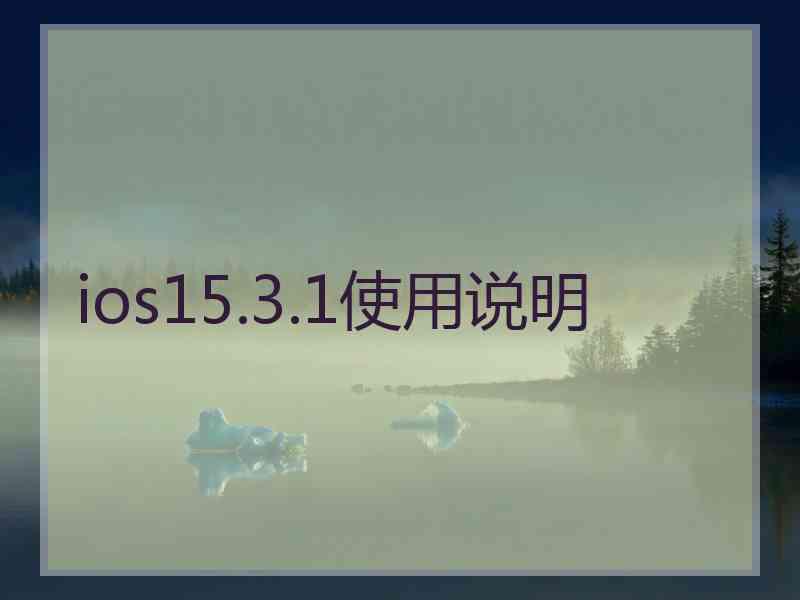 ios15.3.1使用说明