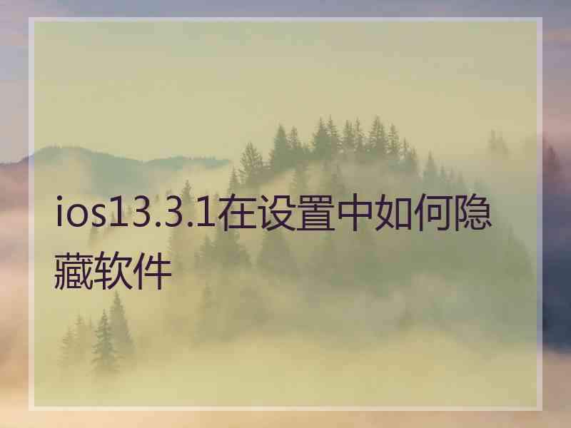 ios13.3.1在设置中如何隐藏软件