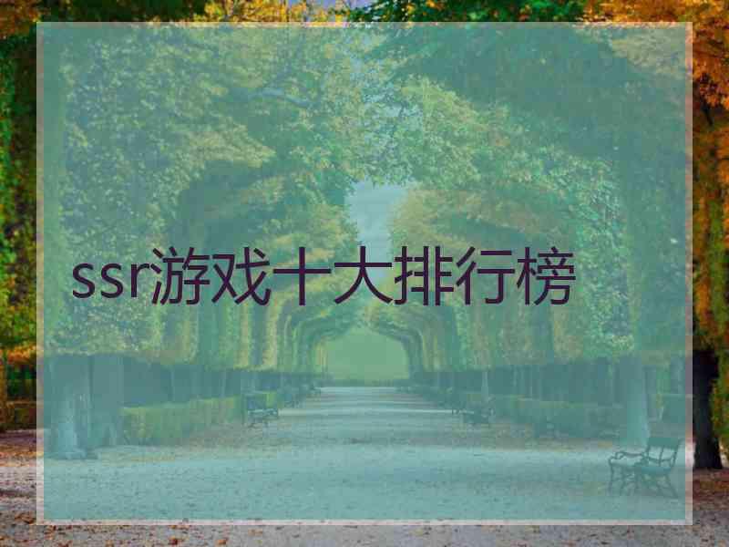 ssr游戏十大排行榜