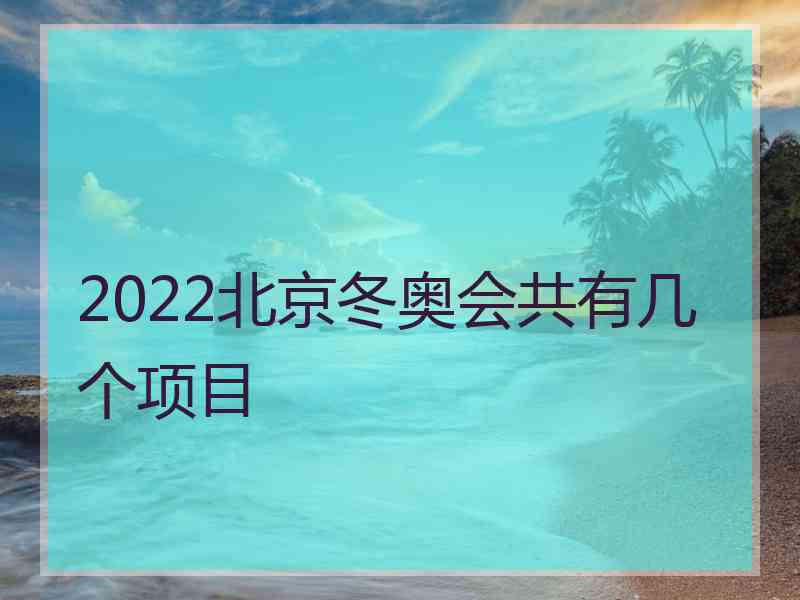 2022北京冬奥会共有几个项目