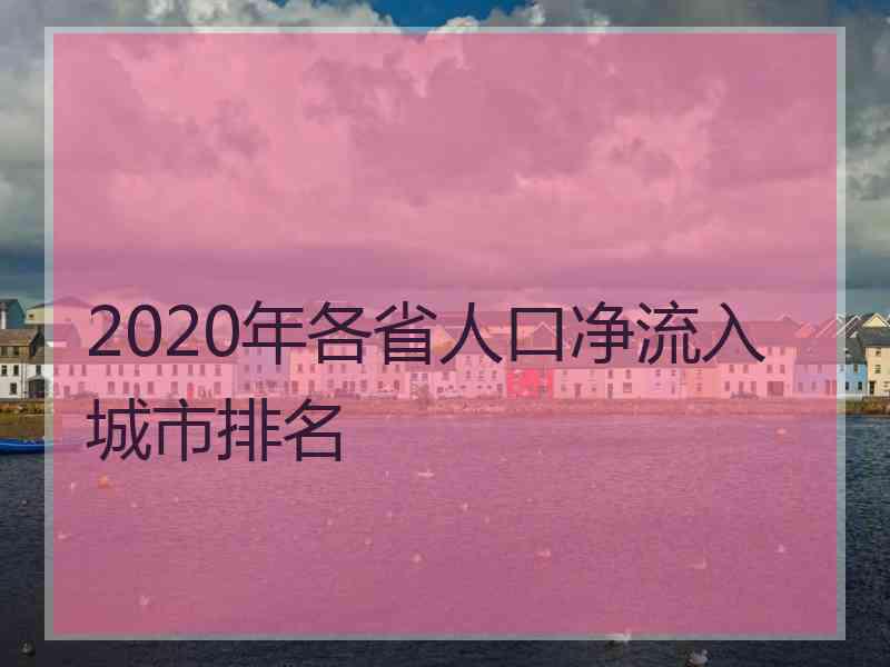 2020年各省人口净流入城市排名