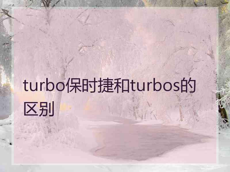 turbo保时捷和turbos的区别