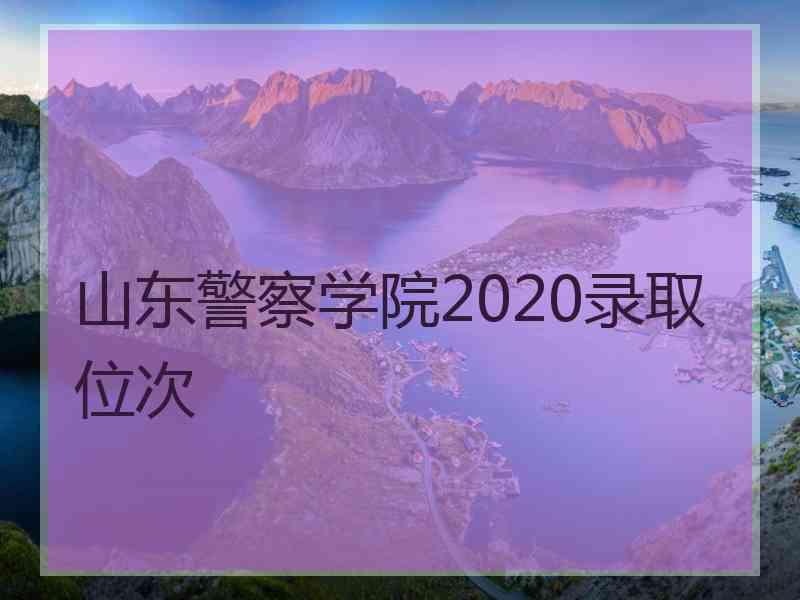 山东警察学院2020录取位次