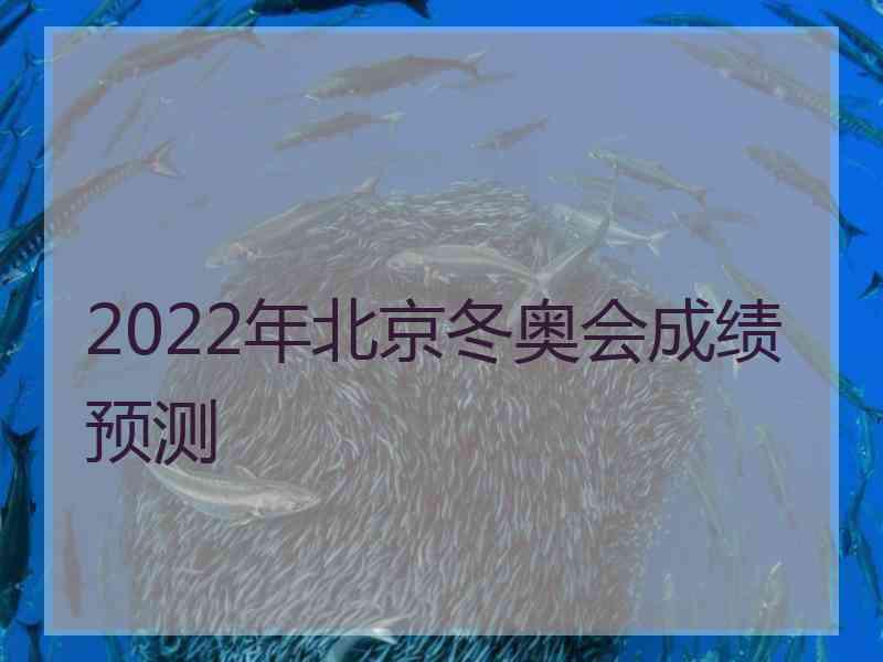 2022年北京冬奥会成绩预测