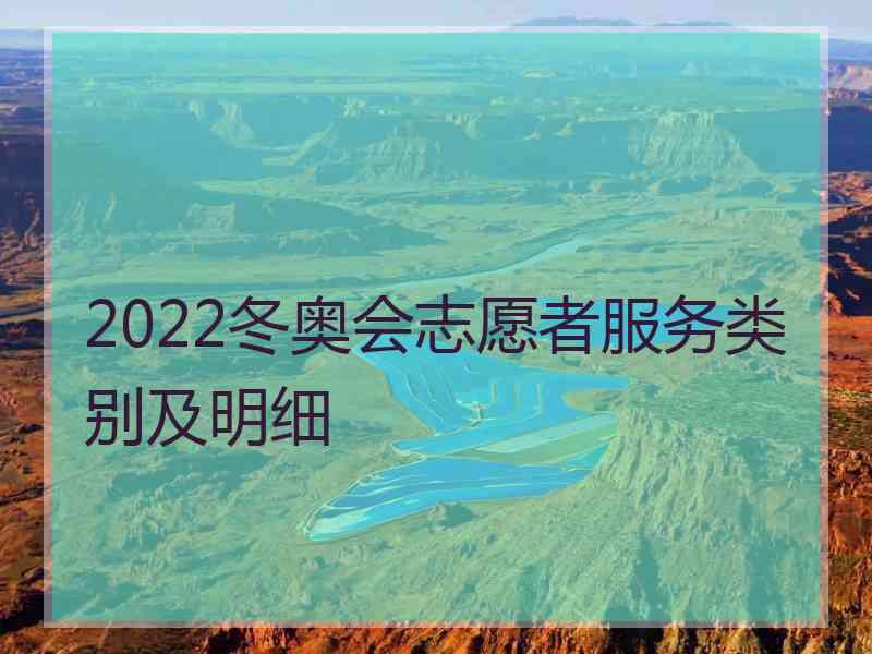 2022冬奥会志愿者服务类别及明细