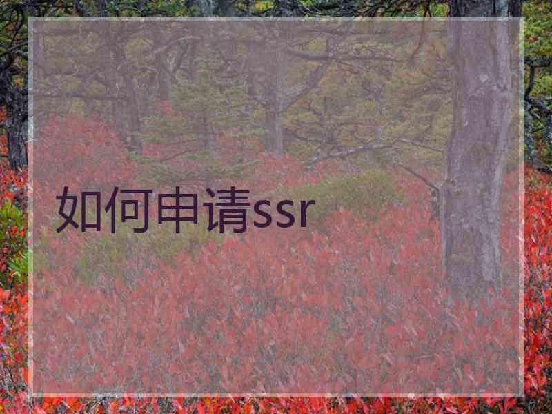 如何申请ssr