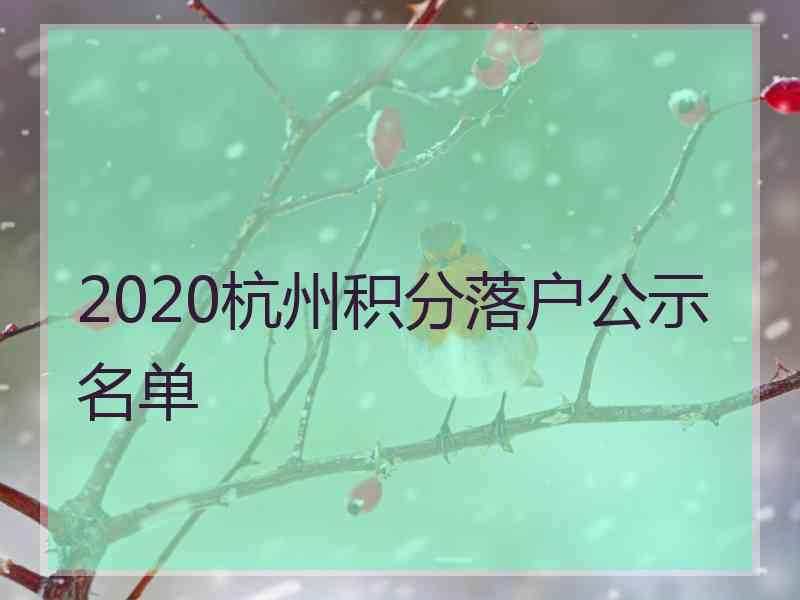 2020杭州积分落户公示名单